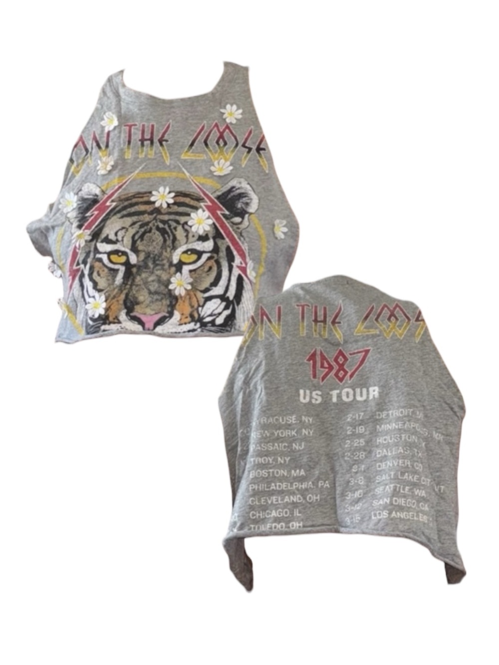 Gray Tiger Floral Crop Top